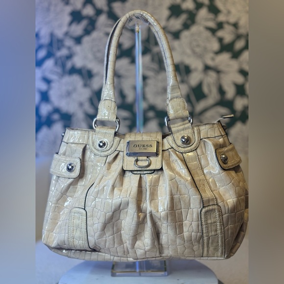 Guess Handbags - 🤑 GUESS Vintage Croc-Embossed Cream Shoulder Bag